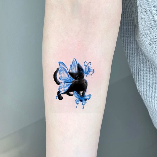 4 Stk Katze Schmetterling Temporäre Tattoos Aufkleber Klebetattoos - SteadyINK - Bild 5 von 7