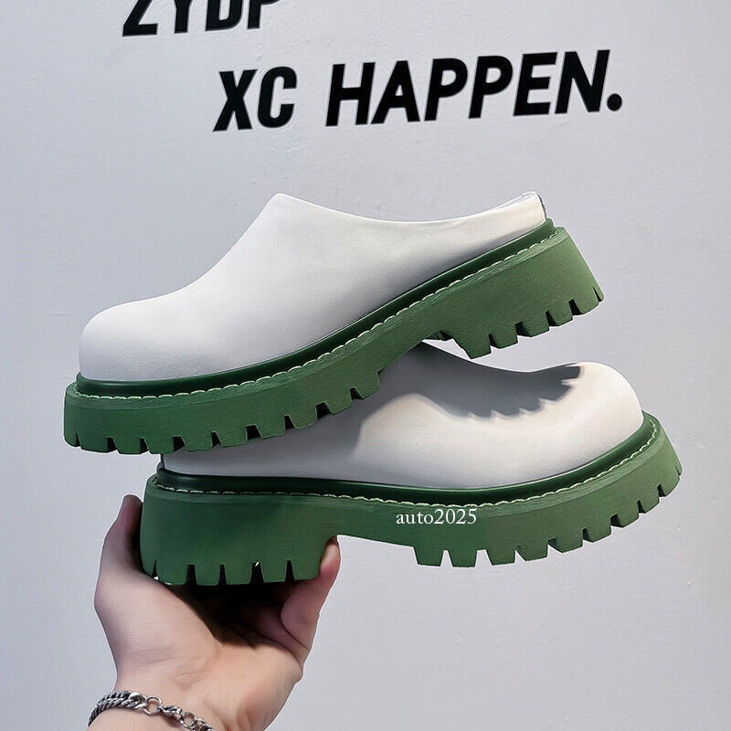 SAOLA Pantofole casual moda uomo punta tonda suola pulcino slingback ecopelle mules