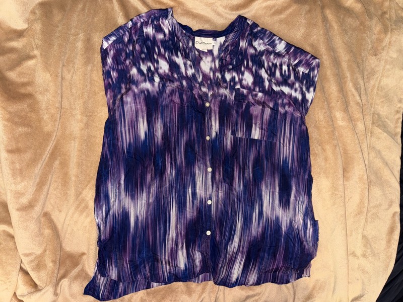 PURE DKNY Donna Karan ladies vintage purple white button up sleeveless top shirt