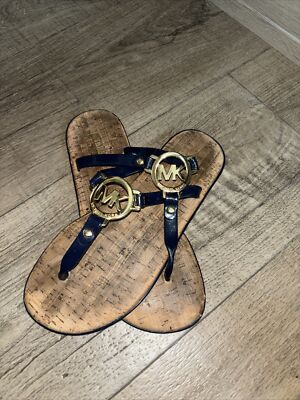 MICHAEL KORS Blue Size M Charm Jelly Cork Bottom Flip Flop