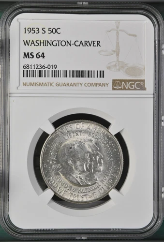 1953-S 50C Washington Carver Commemorative Half Dollar   NGC MS64   6811236-019