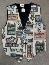 Vintage Clio M 90s Vest Usa New York Retro Wave Grunge Tapestry Travel Button