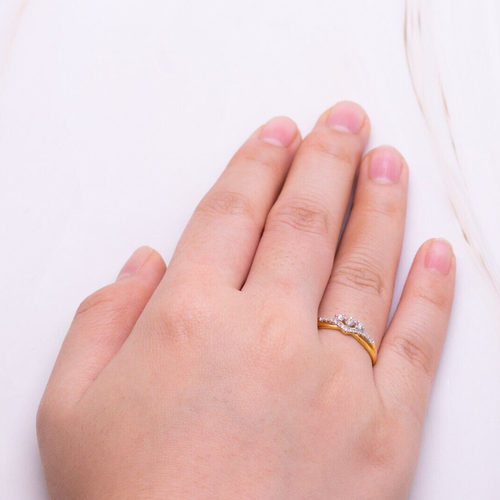 Anillo de ala de pájaro oro 9k 1,2 gramos diamante natural 0,16 quilates... - Imagen 5 de 6