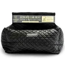 Luxury Black Vegan Leather Pet Dog Cat Bed Car Seat Carrier Auto Travel Safety 