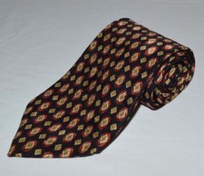 BURBERRYS Silk Tie Diamond lozenge Foulard Black Red 56.5" 3.75" Made US