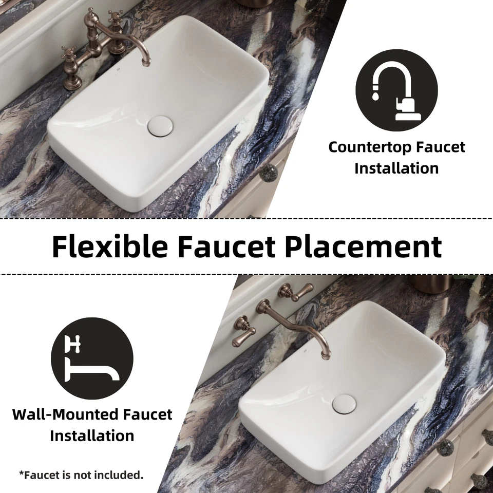 19 x 12 дюймов раковина для ванной белая керамика, полуутопленная раковина со сливом - Изображение 4 из 4