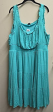 Torrid Size 4X NWT Smocked Waist Tiered Midi Dress Crinkle Gauze Aqua Green