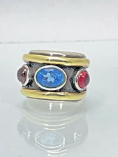 DAVID YURMAN Renaissance Blue Topaz & Iolite 14K Gold 925 Sterling Silver S7