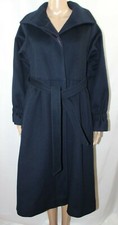 Forstmann Vintage Navy Blue Wool Long Coat M Belted Central Park Heavy M