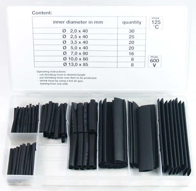 Craft-Equip 127 tlg. Schrumpf Schlauch Set Kabelisolierlung Schlauchschutz Kabel