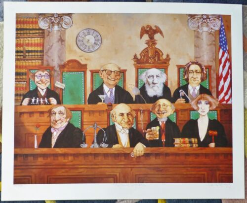 CHARLES BRAGG The Court Supreme Hand Signed Lithograph US Artist 1931- 2017 art - Picture 2 of 6