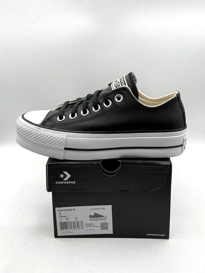 Plataforma elevadora Converse CTAS para mujer buey negro blanco negro 561681C EE. UU. 5 UE 35 Foto 2 de 4