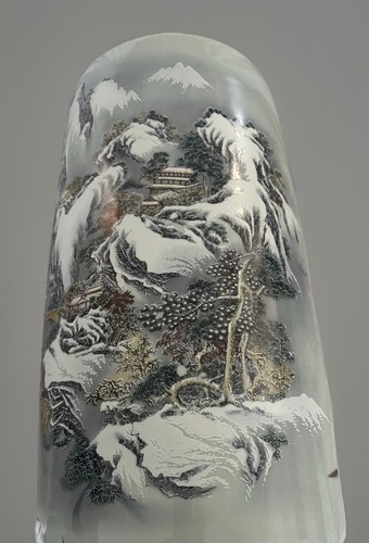 24" Chinesischer Seladon Porzellan Schirmständer Handbemalt Winter Berg Landschaft - Bild 6 von 20