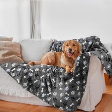 Waterproof Dog Blanket, Pattern Printing Super Soft Warm Fluffy Facecloth Sof...