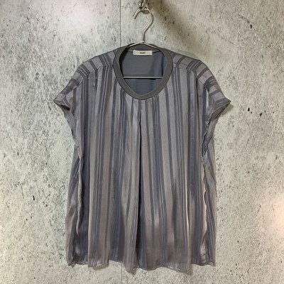 IEDIT Sheer Stripe Docking Top Blue X Gray Size L