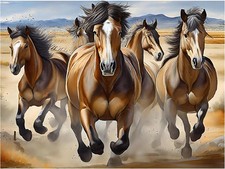 Tile Mural Wild Running Horses Kitchen Bathroom Wall Backsplash Marble Ceramic