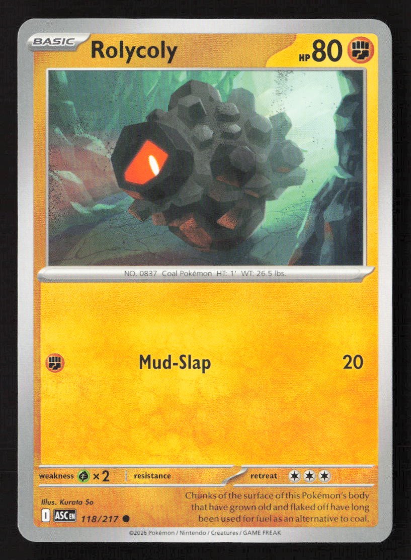 Rolycoly Common Normal Ascended Heroes 118/217 NM Pokemon TCG