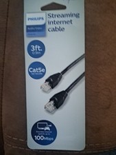 Lot of 4 Philips 3 ft Streaming Internet Cables Cat5e - 100MB/Sec New, Sealed