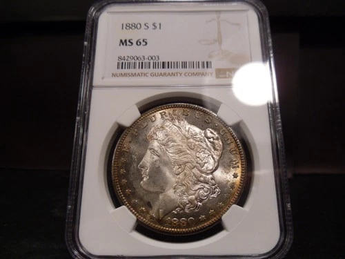 1880-S MS65 Morgan Silver Dollar NGC Certified Gem - White/Rim Tone