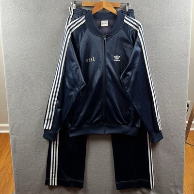 Vintage Adidas ATP Keyrolan Track Suit Mens XL Striped Jacket Pants Set 80s USA