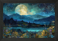 Giant Blue Moon Framed Wall Art Poster Canvas Print Picture