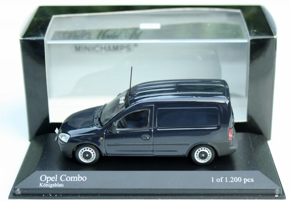 Opel Combo C Furgone Anno 2001-2003, Blu Scuro, Modello Minichamps In Scala 1:43 - Immagine 4 di 4