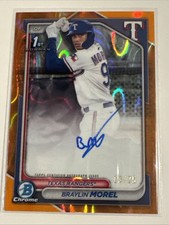 2024 Braylin Morel Bowman 1st Prospect Auto Orange Lava Refractor 13/25 Rangers