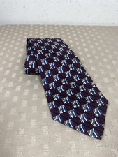 XMI 325 Series Burgundy/Blue/Silver Geometric Neck Tie 100% Silk Made In USA
