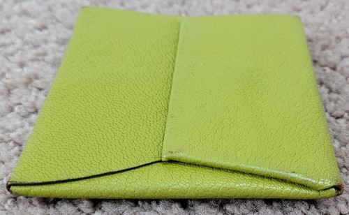 AUTÉNTICO MONEDERO CUADRADO CUERO BASTIA VINTAGE HERMES CAJA USADO VERDE MANZANA - Imagen 4 de 9