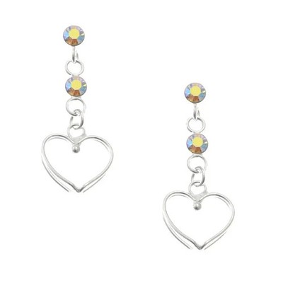 925 Sterling Silber Aurora Borealis CZ Herz Ohrhänger in Geschenkbox
