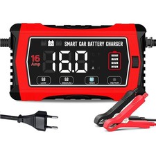 16A Autobatterieladeger&auml;t 6V 12V 24V AGM EFB LiFePO4 Bleiakkus Rot