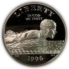 1996-S Atlanta Olympics Swimming Half Dollar Clad Proof PF Coin #27558