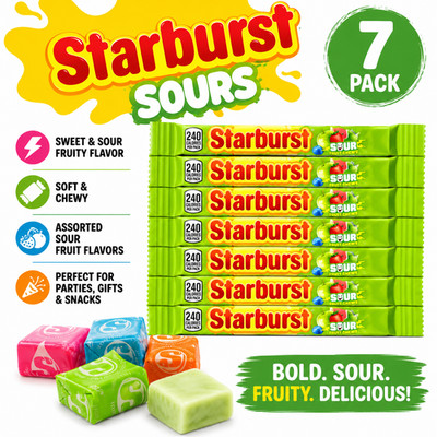 Starburst Sour Fruit Chews 7 Pack Sour Candy Chewy Fruit Candy