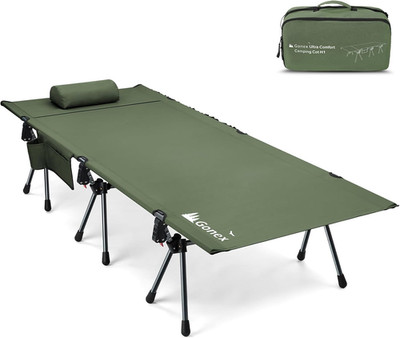 31.5'' Wide Portable Camping Cot with Leg Extenders - Adjustable & Supports 350Lb