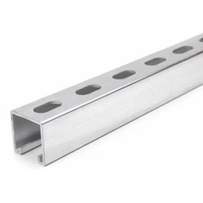 Single Channel Strut, Slotted, Aluminum, Plain, 9/16 In X 1-1/8 In Hole Size,