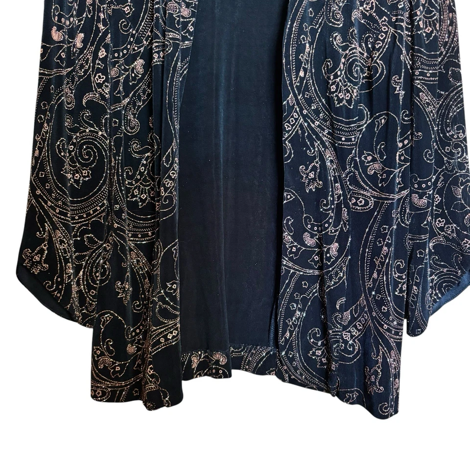 Cárdigan suéter Alex Evenings para mujer pequeño negro dorado adornado brillante Foto 4 de 4