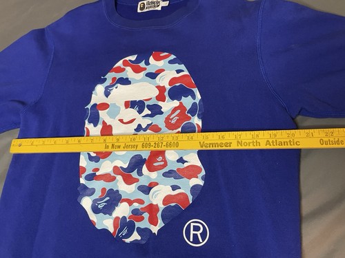 A Bathing Ape Bape Paris France Camo College Crewneck Men’s Large *Damaged* - Picture 6 of 12