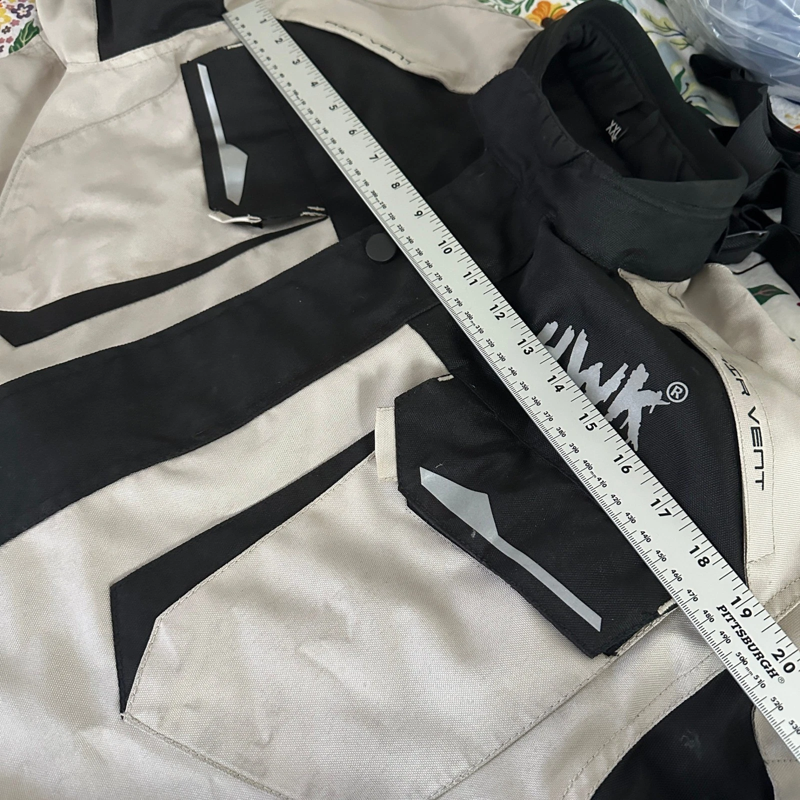 HWK Motorcycle Jacket Mens XXL Grey Black Padded Armor Vent Biker Touring image 7