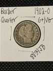 1902-O Barber Quarter  G+/VG