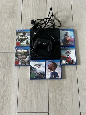 Sony PlayStation 4 Slim 500gb Schwarz mit Controller, Kabeln und 6 spielen