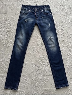 Dsquared2 Luxury Men's Blue Cotton Distressed Painted Denim Jeans Size 31