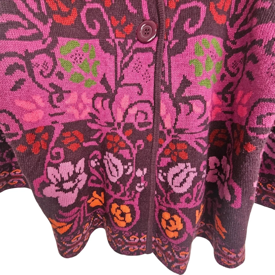 Cárdigan Suéter Coldwater Creek Mujer Lana Floral Talla XL Boho Cottage Hygge Foto 3 de 4