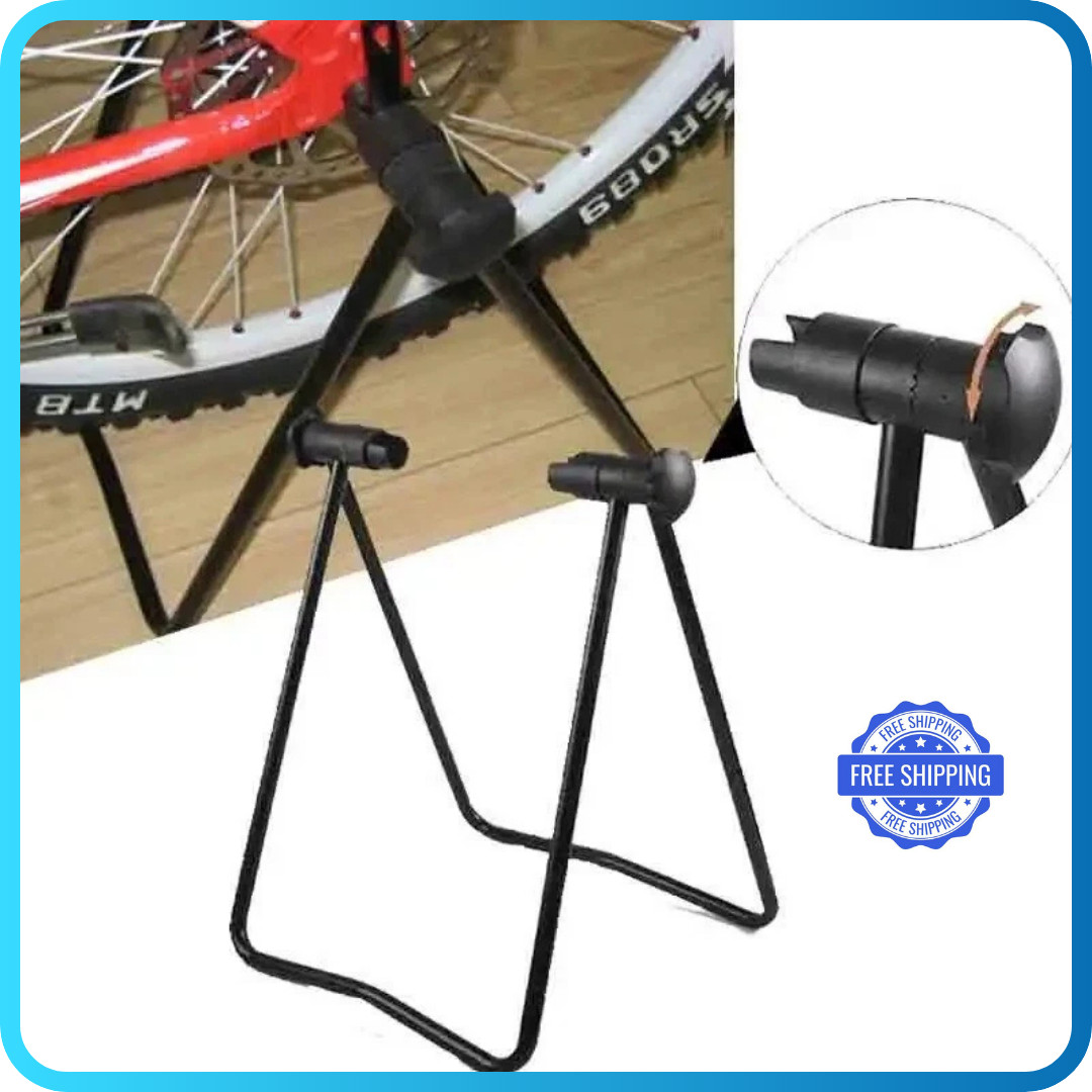 Support de vélo stationnaire noir en acier pour entraînement indoor à la maison