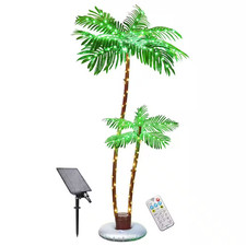 84 In. Artificial Green Indoor/Outdoor Solar Powered LED Palm Tree Lights Waterp
