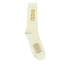 Gucci Logo Mens Socks With Box Made In Italy Long Style No: 732697 Off White