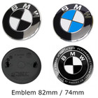 Emblem 82mm 74mm Für BMW Blau Schwarz Motorhaube Heckklappe Kofferraum Set