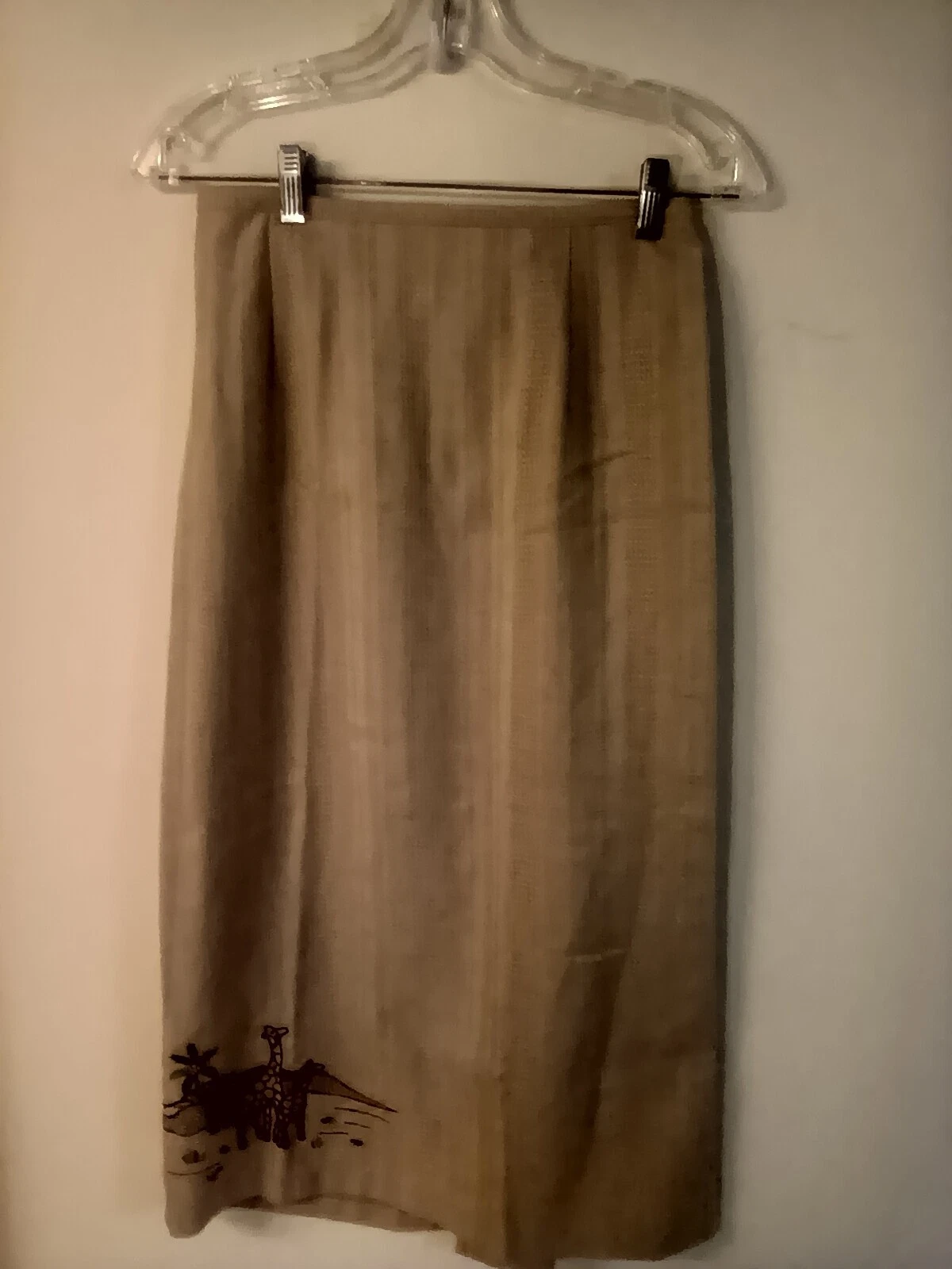 Alfred Dunner beige skirt petite10 polyester rayon linen long to ankle pullon