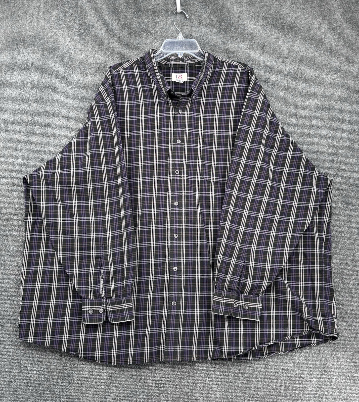 Cutter & Buck Purple Black Plaid Long Sleeve Button Up Shirt Men’s Big 5X
