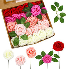 10/25/50Pcs Artificial Rose Flowers Foam Fake Faux Flowers Roses for DIY Wedding