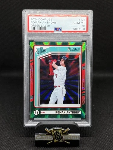 POP 1 PSA 10 Roman Anthony 2024 Donruss Green Laser Rated Rookie #122